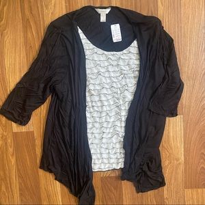 NWT CJBanks Ruffle Front Faux Cardigan